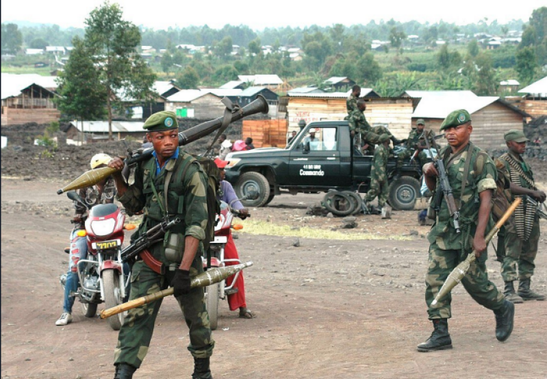 Forces conjointes de larmée congolaise et de la MONUSCO de lONU en République démocratique du Congo en 2013.