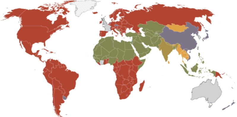 Our of 201 countries and territories, places where ___ made up more than 50% of the population. Note: Excludes countries and territories with fewer than 100,000 people in 2010 and 2020 (such as Greenland). “Religiously unaffiliated” consists of people who