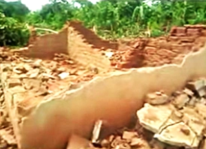 Demolished home of Wambuzi Maka Uthman in Mayuge, Uganda, after he converted to Christianity.