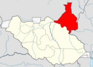 Location of Upper Nile state, South Sudan.