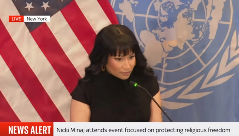 Capture décran du discours de Nicki Minaj à lONU