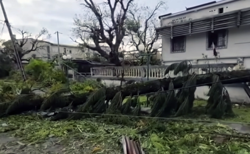 Debris, damaged homes and fallen trees in eastern Madagascar after Tropical Cyclone Gezani made landfall on Feb. 10